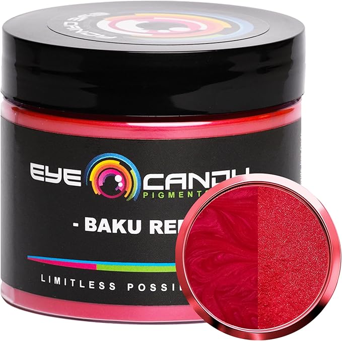 Eye Candy Pigments Premium Red Mica Powder - Baku Red (50gr) - for Epoxy, Resin, Soap, Paint, Woodworking, Acrylic Pouring, Bath Bombs, Fishing Lures - DIY Arts and Crafts Additive