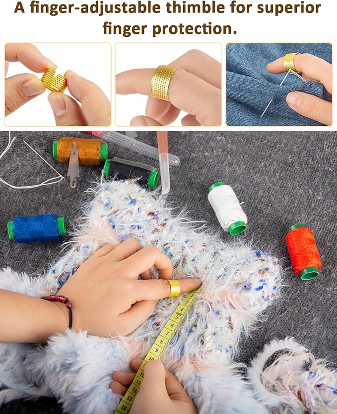 36 Pcs Sewing Tool Set, Premium Big Eye Steel Needles, Threader, Thimble, Seam Ripper & Threads Complete Needle Repair Kit for Hand SewingHand Sewing
