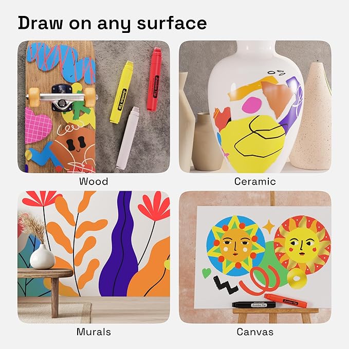 ARTISTRO 12 Jumbo Markers for Poster and Banner, Glass Marking, Rock Painting, Ceramic, Wood, Fabric, Scrapbooking, DIY Craft Making, Coloring - Acrylic Paint Pens with Thick Large Tip
