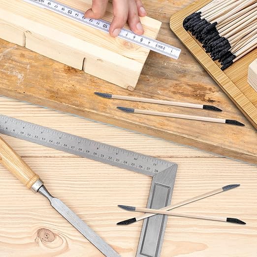 Sanding Sticks 50 Pcs, Double-Ended Sanding Tools for Wood & Plastic Models, 120/280 Grit, 5.4 x 0.2 Inch - Fine Detailing in Tight Spaces with Matchstick Design