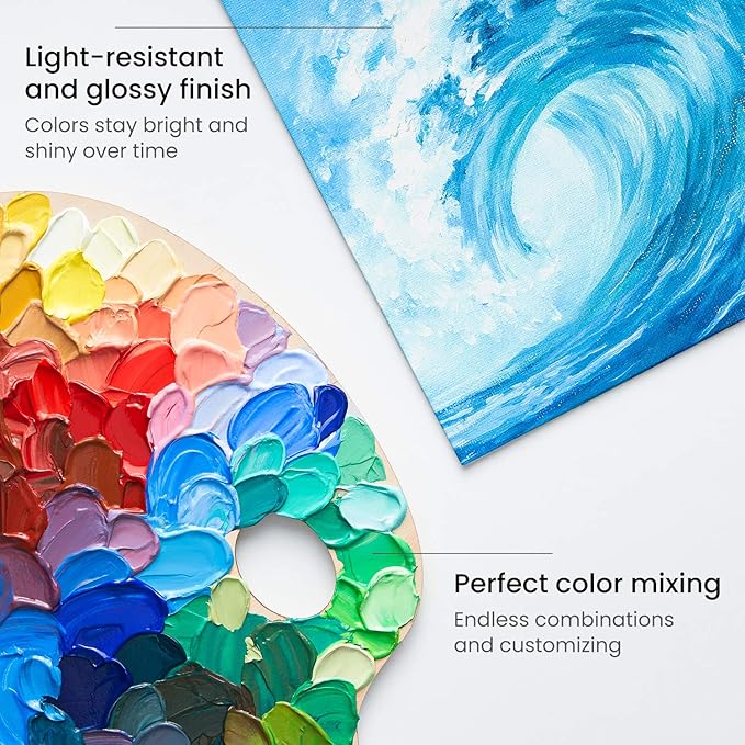 ARTEZA Acrylic Paint Set 24 Colors (0.74 oz Tubes). High-Viscosity, Richly Pigmented Paints for Canvas, Wood & Crafts. Non-Toxic Water-Based Formula. Holiday Gift for Artists & Painters