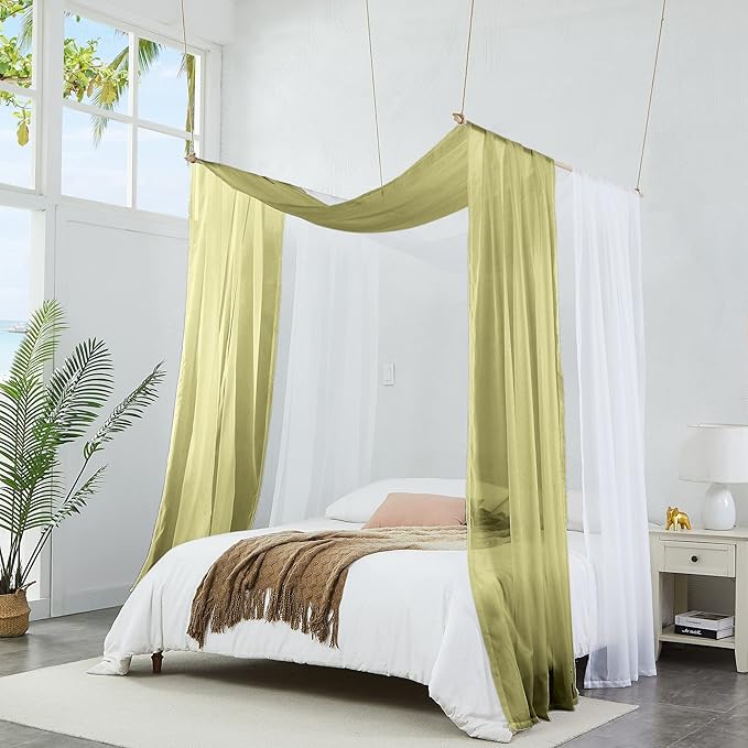 WARM HOME DESIGNS Wedding Arch Draping Fabric Bundle Has 2 288 Inch (24 Feet) Scarves in Green Sage & White Fabric for Wedding Decoration. AD White & Sage 288”