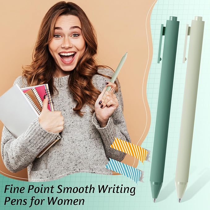 Crtiin 100 Pcs Gel Ink Pens Bulk, Black Ink 0.5mm Fine Point Retractable Pen Smooth Writing Office Supplies for Teacher Server Nurse Christmas Charity Donation Valentine (Green Series)
