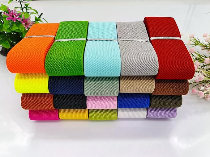 1.5inch Wide Colored Elastic Band for Sewing 20 Yards Double-Side Heavy Stretch High Elasticity for Belts Double-Side Twill Woven Elastic Band for Pants Waistband-Wigs-DIY Crafts & Projects