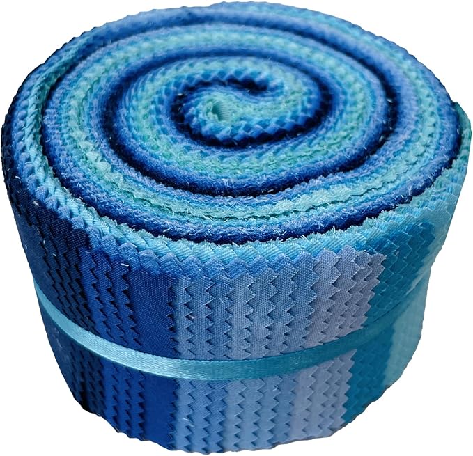 Jelly Roll Fabric 100% Cotton Quilting Fabric, 40 Pre-Cut Strips (2.5 x 44 Inch) for Quilting and Sewing - 10 Assorted Solid Colors -Solid Blue Colour