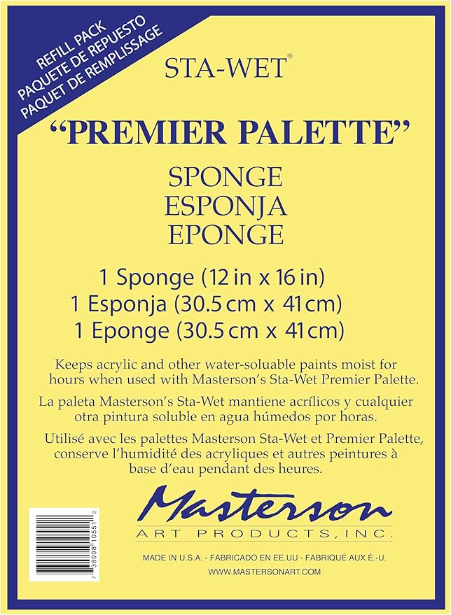 Masterson Sta-Wet Premier Palette Bundled Set, 12in x 16in Airtight Wet Painting Palette, with 30 Acrylic Paper Refill Sheets and 1 Sponge Refill Pack, Keeps Wet Paint Fresh for Days, Made in USA