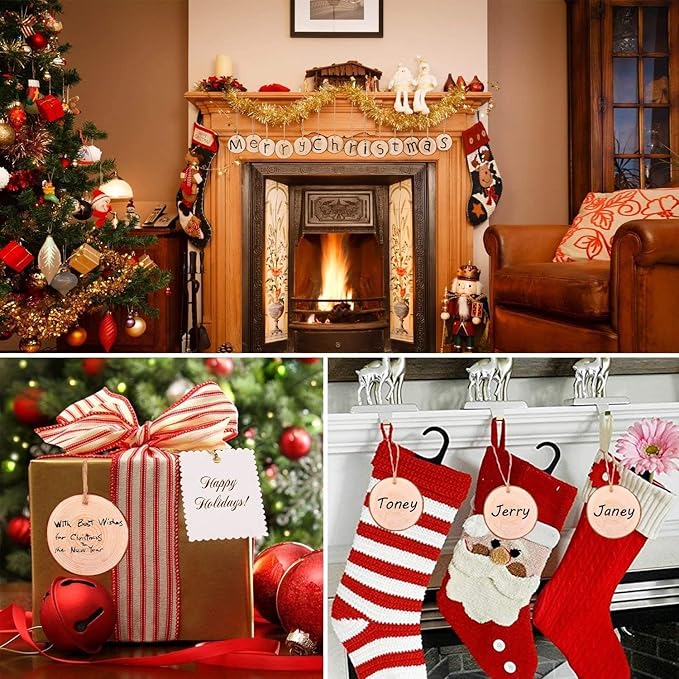 Unfinished Natural Wood Slices 32 Pcs 3.5-4 Inch Wood Coaster Sets Pieces Craft Wood kit Predrilled with Hole Wooden Circles Great for Arts and Crafts Christmas Ornaments DIY Crafts Rustic Wedding