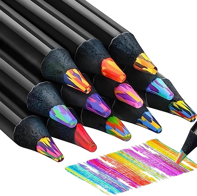 Valentines Day Gifts for Kids Classroom School, 12 Rainbow Colored Pencils School Art Supplies, Fun Drawing Pencils Stuff for Teen Girls Boys Valentine Gifts Birthday Gift Party Favors