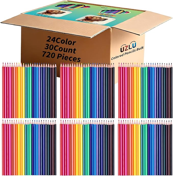 720 Count Colored Pencils Bulk, 30 Packs Colored Pencils, 24 Colors Pre-sharpened Coloring Pencils for Adults, Bulk School Supplies for Teachers, Classroom Prizes, Drawing Sketching Shading
