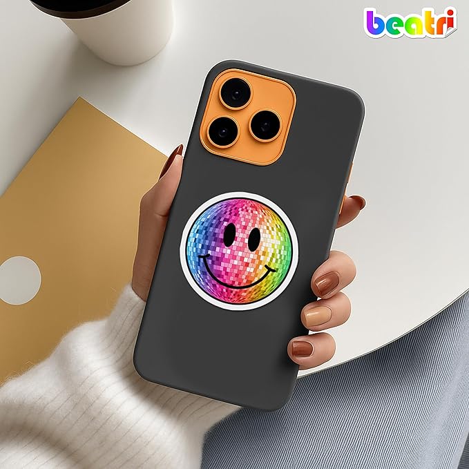 BEATRI Smiley Face Stickers - 50pcs | Waterproof Vinyl Stickers Teaching Rewards, Laptop, Notebooks, Stationery, Luggage | Non-Repeating Decals, High-Definition Print