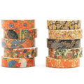 10 Rolls Ukiyo-e Style Washi Tape Set Japanese Kyoto Arts Adhesive Tapes Skinny Decorative Masking Tape Sets for Craft, Kids, Scrapbook, DIY, Gift Wrapping (Artisan Spirit)