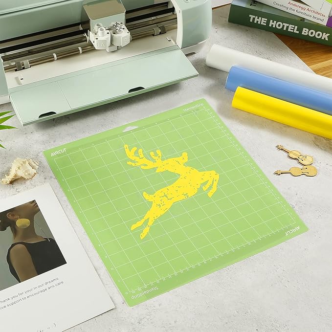 AIRCUT Cutting Mat for Cricut Maker 4/Maker 3/Maker/Explore 4/3/Air 2/Air/One, 5 Pack Cutting Mat 12x12 Inch (StandardGrip, LightGrip, StrongGrip, FabricGrip) Variety Mats Quilting Mat