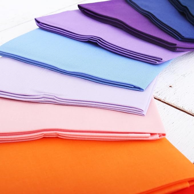 Threadart 24 Fat Quarter Bundle - Rainbow and Pastel Solids 100% Cotton Fabric - Premium 100% Cotton Quilting Fabric - No Duplicates - Full Size Fat Quarters 18"x21"