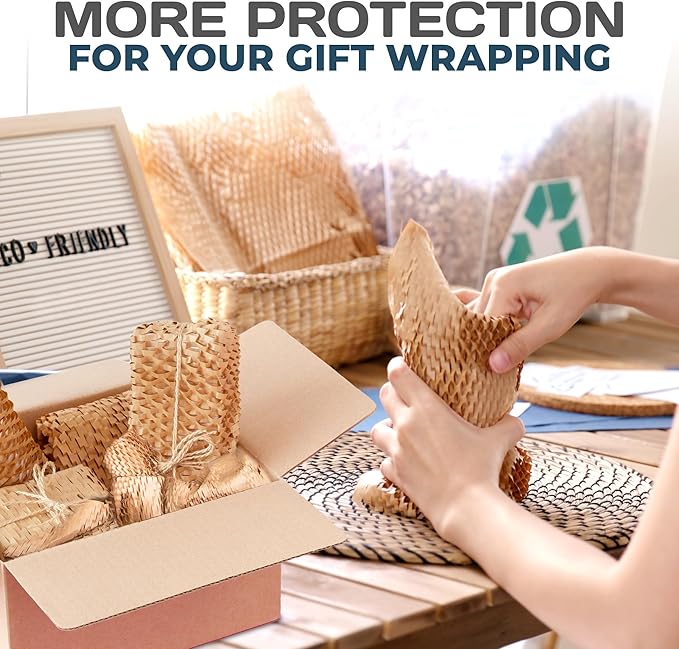 HexcelPack Mini Packing Station – 15" Wide Tabletop Honeycomb Packing Paper Roll Dispenser, Kraft Wrapping Paper Holder, Manual Wrapping Station for Small Business - Dispenser Only