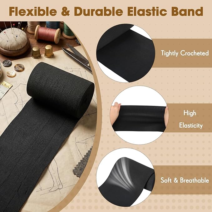 EBOOT 1 Pcs Elastic Spool (6 Inch X 5 Yard,Black)