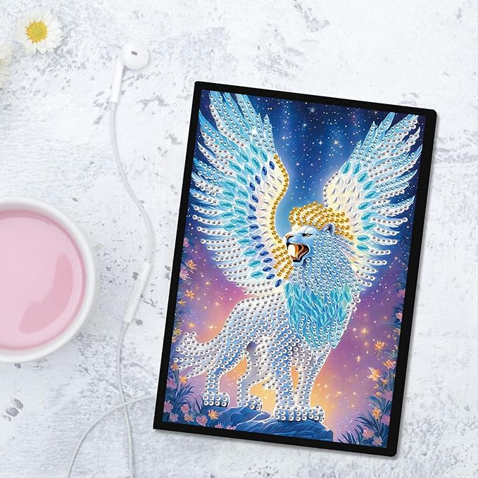 DIY Diamond Painting Notebook Kit, Theme of Fantasy Animals, Special Shaped Diamond Art Notebook Journal Sketchbook for Writing & Drawing