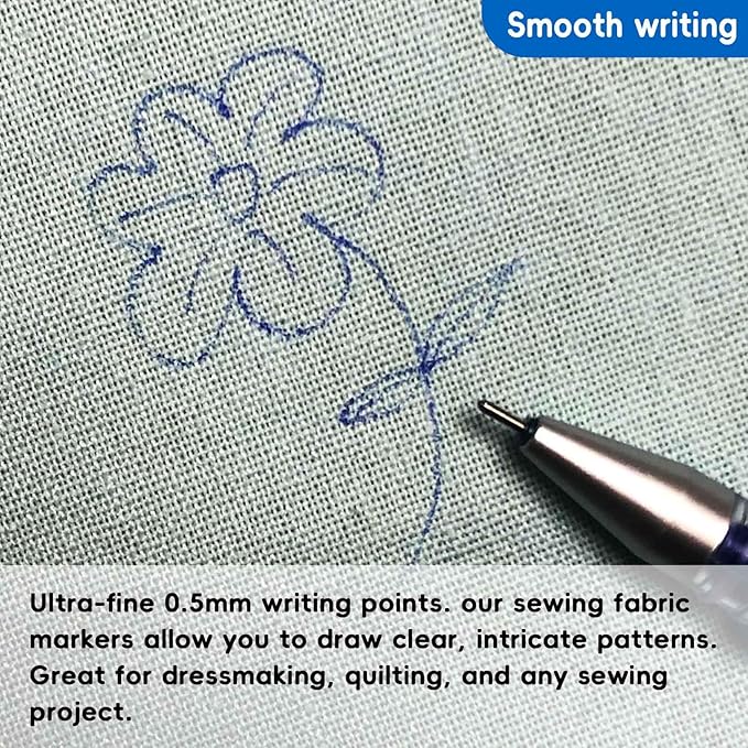 Jauisus 7 Color Heat Erasable Pens for Sewing with 21 Refills, 0.5mm Heat Erasable Fabric Marking Pens for Dressmaking, Embroidery, Quilting Gifts