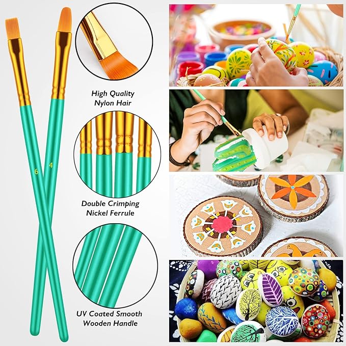 Paint Brushes Set, 30 Pcs Paint Brushes for Acrylic Painting, Oil Watercolor Acrylic Paint Brush, Artist Paintbrushes for Body Face Rock Canvas, Adult Drawing Arts Crafts Supplies, Green