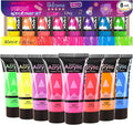 AUREUO Neon Acrylic Paint Set - 8 Fluorescent Colors 2 Fl Oz / 60ml Art Paint Tubes for Halloween Crafts Decor Rich Pigments Non-Toxic Painting Supplies for Artists Hobby Painters