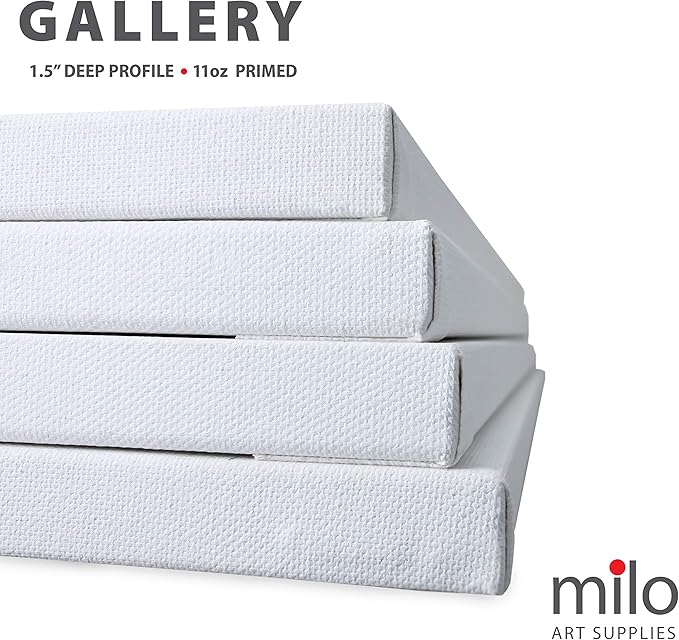 milo Stretched Artist Canvas | 36x48 inches | 2 Pack | 1.5” inch Thick Gallery Profile | 15 oz Primed Large Canvases for Painting, Ready to Paint Art Supplies for Acrylic, Oil