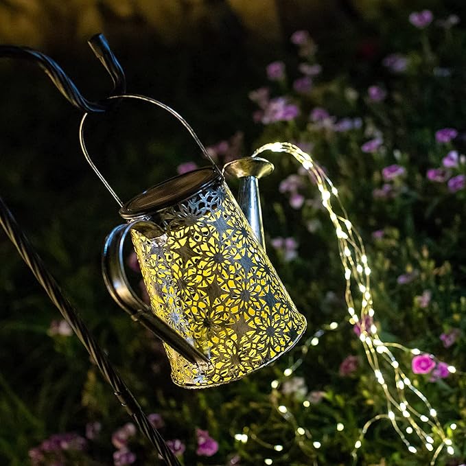 VOOKRY Solar Watering Can Lights, Large Retro Metal Hanging Solar Lights Outdoor Waterproof, Gifts for Women Mom Grandma Birthday Christmas, Outside Yard Garden Lawn Patio Decoration, Warm White