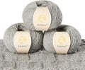 100% Merino Wool Yarn, 3-Ply Luxurious and Soft Yarn for Hand Knitting & Crocheting (Light Gray,3Balls)