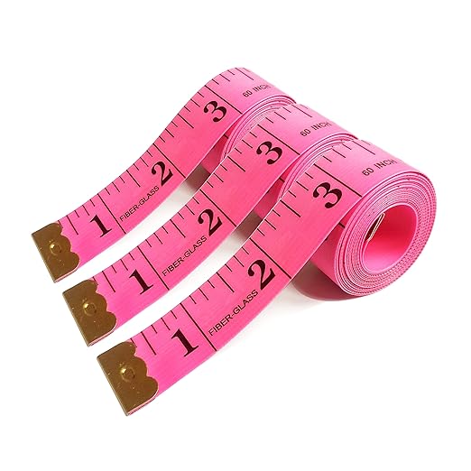 3 Pack Tape Measure Body Measuring Tape, Soft Fabric Measuring Tape for Sewing Cloth Measurement, 60 Inch Double Scale Tailor Ruler for Weight Loss (Red)
