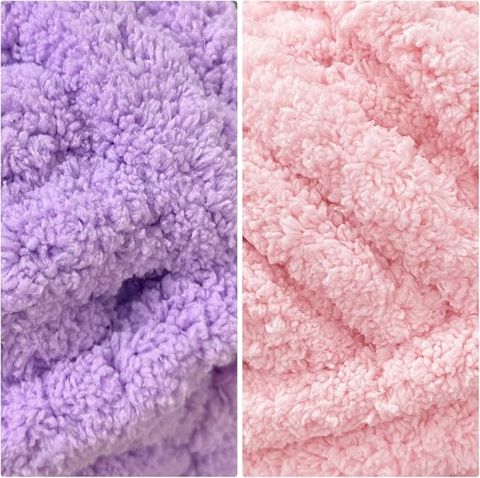 HOMBYS 8 Pack Assorted Chunky Yarn for Crocheting,Super Bulky Large Soft Fluffy Yarn,Plush Fuzzy Yarn,Thick Chenille Yarn for Hand Knitting/Arm Knitting,4 Pink & 4 Purple(27yds,8 oz Each Skein)