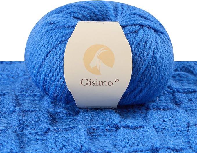 100% Merino Wool Yarn 3-Ply Luxurious and Soft Yarn for Hand Knitting & Crocheting (Blue,1Ball)