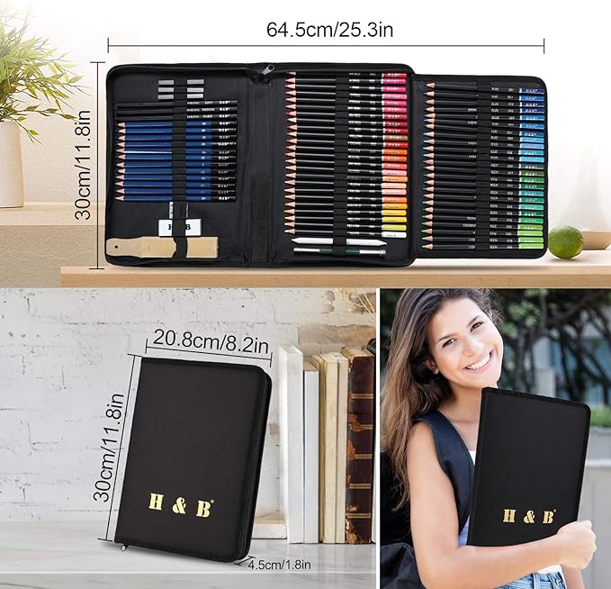YBLANDEG Sketching and Drawing Colored Pencils Set 96-Pieces,Art Supplies Painting Graphite Professional Art Pencils Kit,Gifts for Teens & Adults Drawing Charcoal Tool Set