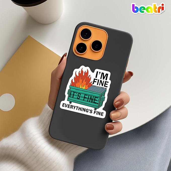 BEATRI Dumpster fire Stickers 50Pcs Vinyl Waterproof Decals for Water Bottles, Journaling,Laptop, Skateboard, Computer, Phone & Travel Gear | Non-Repeating Decals, High-Definition Print