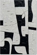 NANKAI SRT Hand Painted Black and White Minimalist Art Oil Painting Modern Abstract Painting 45x30 inch Home Wall Art Decorative Oil Painting
