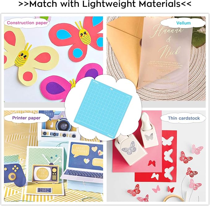 HTVRONT Light Grip Cutting Mat, 3 Pack Cutting Mat 12x12 Compatible with Cricut Maker 4/Maker 3/Maker/Explore 4/3/Air 2/One, Light Adhesive Sticky Quilting Cutting Mats Replacement Accessories