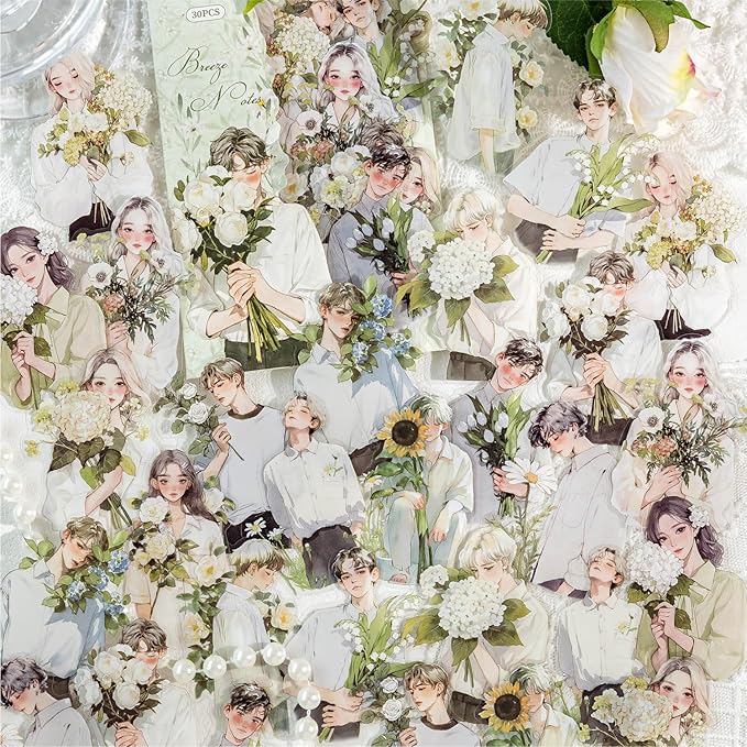 Alideco 120pcs Scrapbook Stickers Vintage Floral Beauty Figures Scrapbooking Junk Journal Crafts Embelishment Decoration Stickers (huayangnianhua)