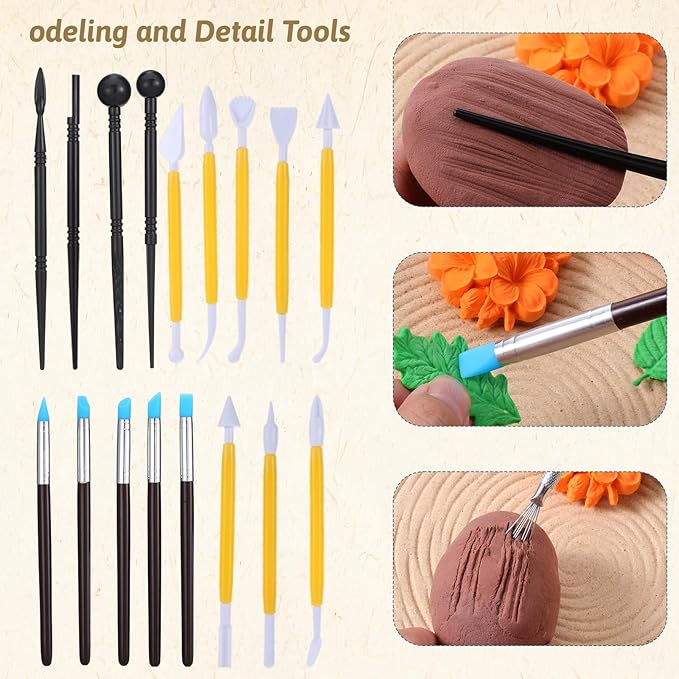 48PCS Pottery Tools for Sculpting Clay Tools Kit, Pottery Trimming Tool Sculpting Tool Set for Carving Modeling Ceramics Polymer Clay DIY Handcraft Beginners and Professionals