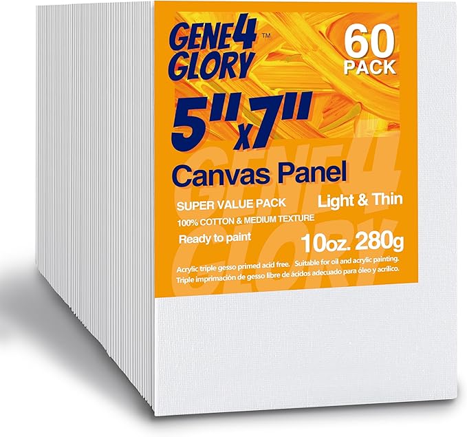 Canvas Panel Painting Boards 5 x 7 inch, 60 Pack, Art Canvas for Hobby Painters,Students & Kids