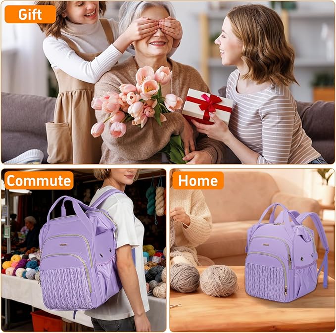 Knitting Bag Backpack, Large Crochet Bag Organizer,Water-resistant Yarn Storage Organizer Tote Bag Yarn Holder for Crochet Hooks, Knitting Needles, Supplies