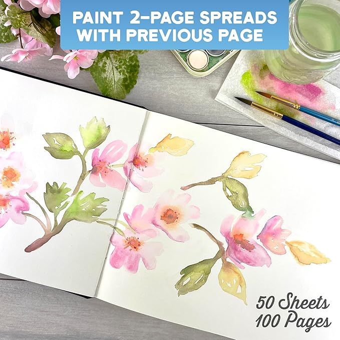 ArtSkills Watercolor Journal for Painting, 200 GSM Sketchbook with Watercolor Paper, 50 9” x 12” Sheets