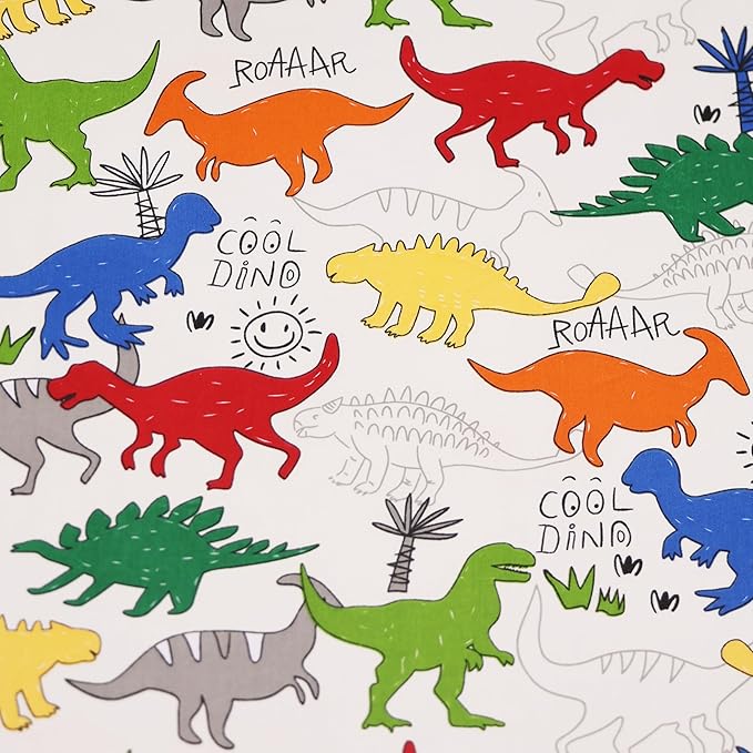 Hanjunzhao 21Pcs Cartoon Dinosaur Fat Quarters Fabric Bundles 18 x 22 Inch, Animal Print Cotton Quilting Fabric Squares for Quilting, Sewing, Blanket, Quilts, Home Decor, and Crafts, Dinosaurs