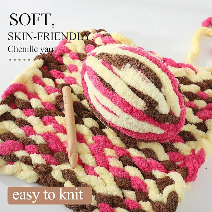 Chunky Yarn for Hand Knitting, No7 Thick Yarn, 250Grams 32Yards, Pack of 4, Perfect for Knitters and Crafters (HoneyCoffee)