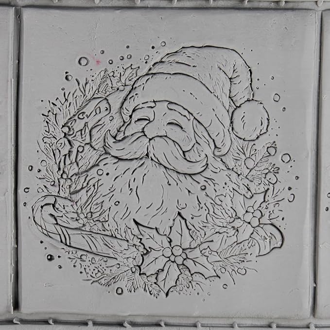 Smiling Santa Clay Texture Roller (4") - Christmas Set #01 - Embossing Pattern Roller for Polymer & Ceramic Clay, Pottery & Crafts