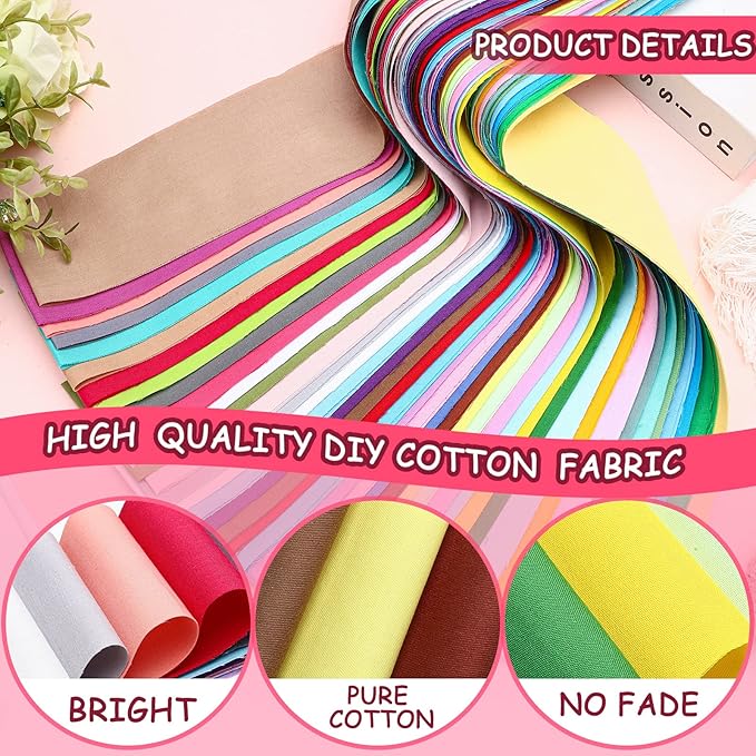 Tegeme 40 Pcs Solid Color Jelly Fabric for Quilting, Cotton Patchwork Roll, 2.55 Inch Cotton Quilting Fabric Bundle for Quilting and DIY Sewing(Solid Style)