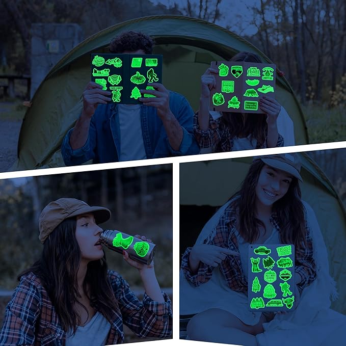 100 Pcs Outdoor Adventure Hiking Camping Stickers for Water Bottle, Waterproof Vinyl Wilderness Nature Travel Wildlife Laptop Decals, Summer Camp Sticker for Teens Adults Kids