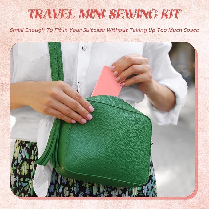 Knitgrip 25 Boxes Mini Travel Sewing Kit Quick Fix Sewing Kits Bulk Basic Portable Pre Threaded Needle Emergency Repair Tool for Christmas Gifts Beginner Traveler Home Hotel (Pink)