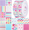 Ganeen 100 Pcs Valentines Conversation Heart Quilting Fabric Roll 2.56 Inch Fabric Squares Jelly Patchwork Precut Strips Bundles for Holiday Materials Craft DIY Sewing Cloths