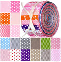 Tegeme 40 Pcs Polka Dot Roll up Fabric Quilting Strips, 2. 55 Inch Jelly Fabric, Colorful Cotton Patchwork Roll, Patchwork Cotton Bundle for Sewing DIY Crafts (Dots Style)