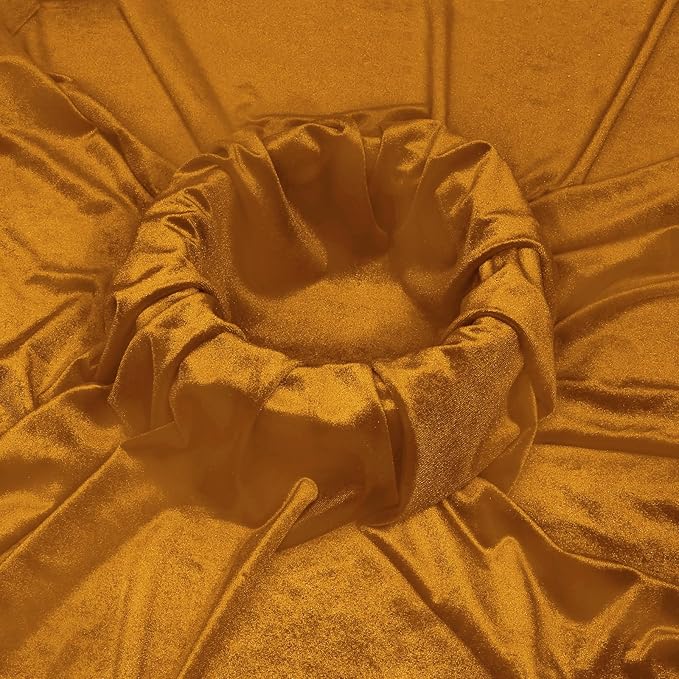 KKJIAF Gold Stretch Velvet Fabric 60 Inch Wide, 1 Yard Soft Stretchy Fabric for Sewing Clothes, Apparel, Costume, Crafts - 90% Polyester 10% Spandex