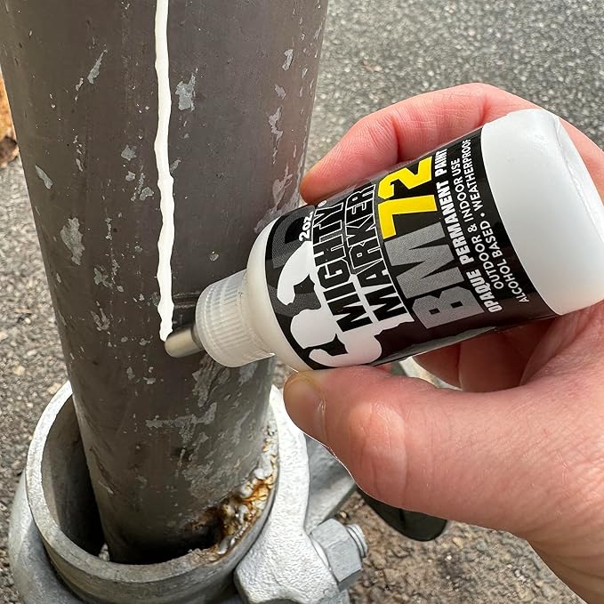 BM-72 Bottle Marker, 2oz (60ml) Alcohol-Based Paint, 1.2mm Steel Ball Tip, Valve Action, Waterproof & Weatherproof, Writes on Rough & Oily Surfaces, Made in USA - 3 Pack
