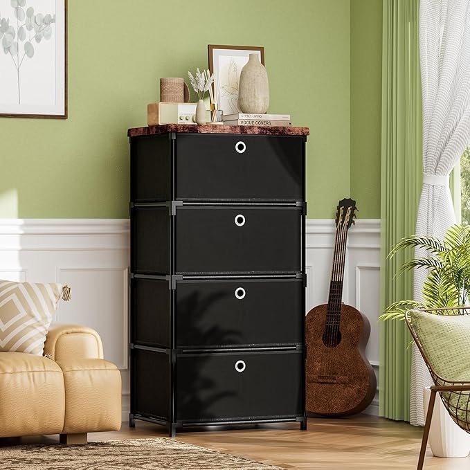 Fabric Storage Drawers Dresser and Chest of Drawers, Small Dresser with Drawers Unit, Sturdy 4 Drawers Dressers for Closet, Fabric Storage Bin Organizer, Closet Organizers and Storage