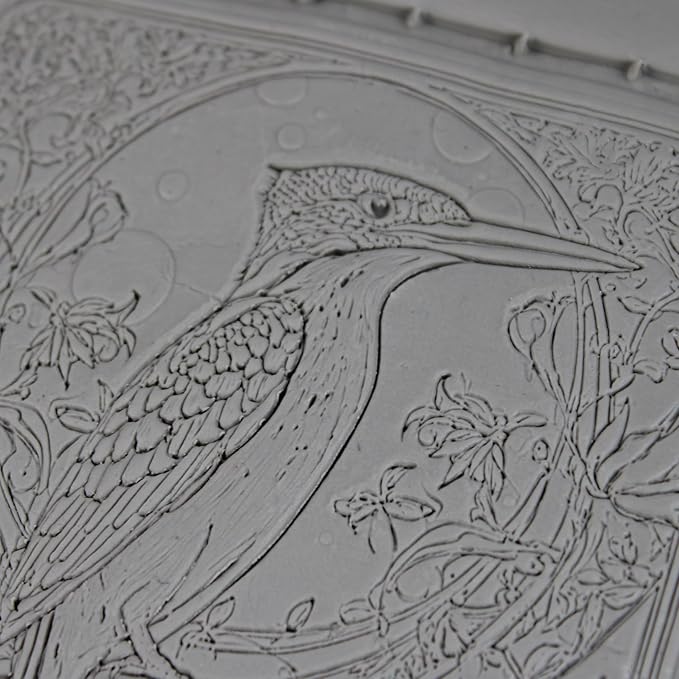 Kingfisher Clay Texture Roller (4") - Bird Set #02 - Embossing Pattern Roller for Polymer & Ceramic Clay, Pottery & Crafts